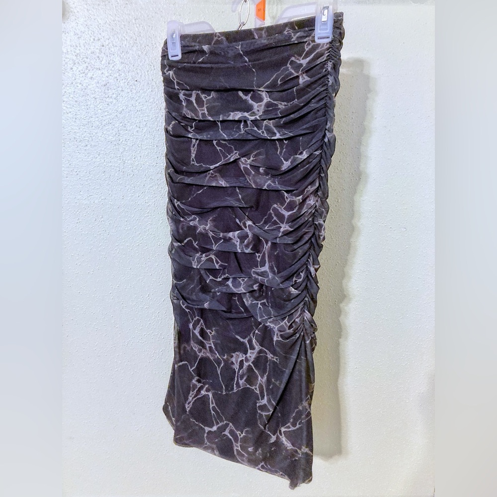 ZARA Women marbled Draped Tulle Midi Skirt Small Whimsigoth Grunge 14-18” waist - Picture 4 of 5